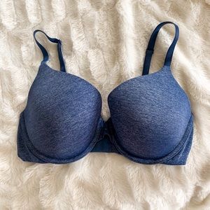 Victoria's Secret Uplift Semi Demi Blue T-shirt Bra Size 34D Underwired